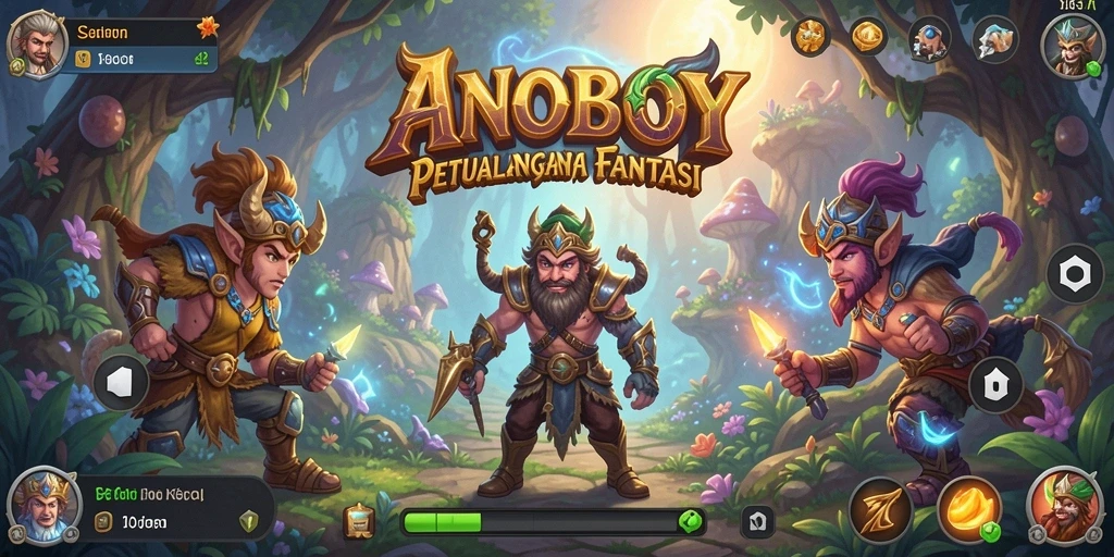 Tangkapan layar ANOBOY memperlihatkan petualangan seru di dunia fantasi.