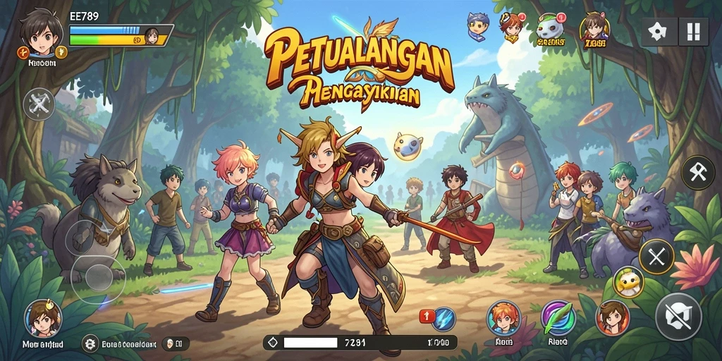 Screenshot utama EE789 menampilkan aksi seru karakter Anime.