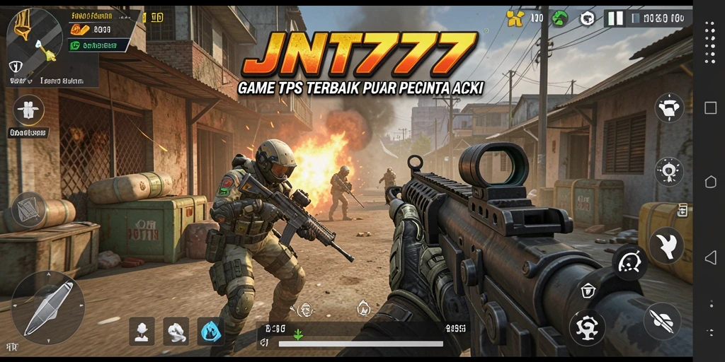 Tangkapan layar gameplay JNT777 yang mendebarkan di dalam pertempuran TPS.