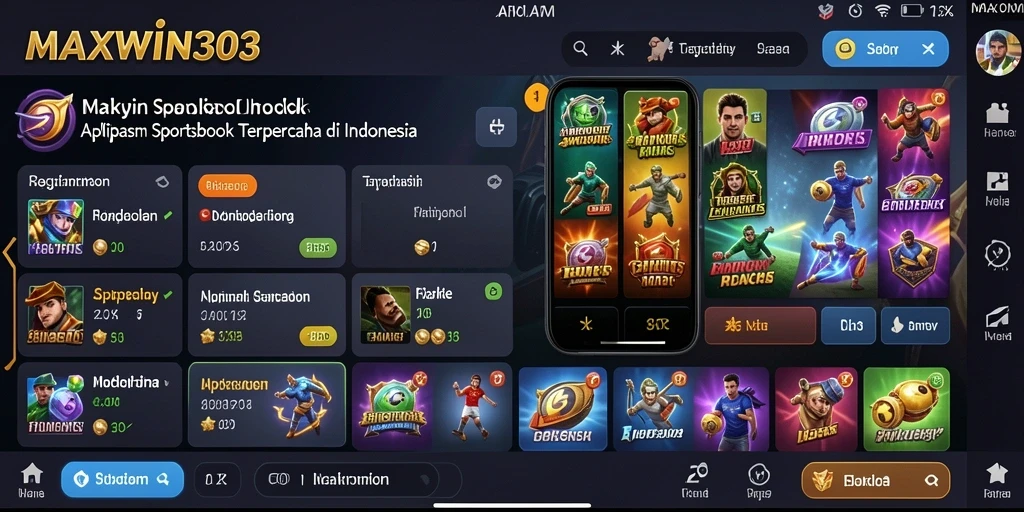 Tangkapan layar <strong>MAXWIN303</strong> menampilkan fitur taruhan langsung dan opsi olahraga.