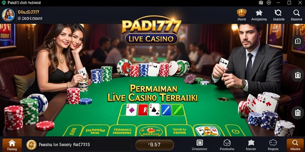 Screenshot PADI777 menampilkan gameplay Live Casino yang mendebarkan dan interaktif.
