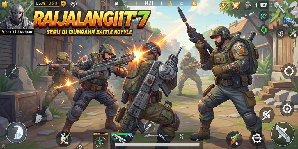 Screenshot RAJALANGIT77 menampilkan aksi pertempuran intens dalam game Battle Royale.
