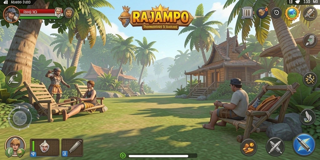 Screenshot utama RAJAMPO menampilkan gameplay santai yang mengasyikkan.