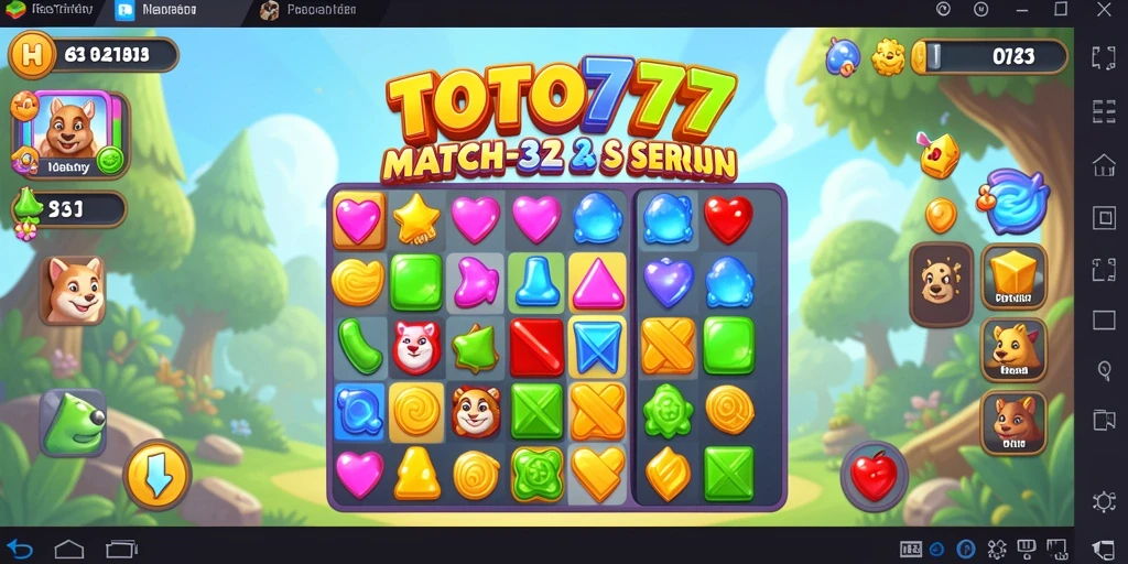 Tangkapan layar utama TOTO777 menampilkan gameplay Match-3 yang kompetitif.
